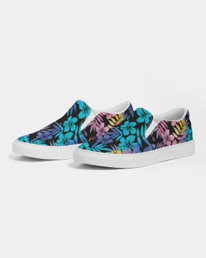 Women's Slip-On Canvas Shoes - Ombre Hawaiian Hibiscus Floral