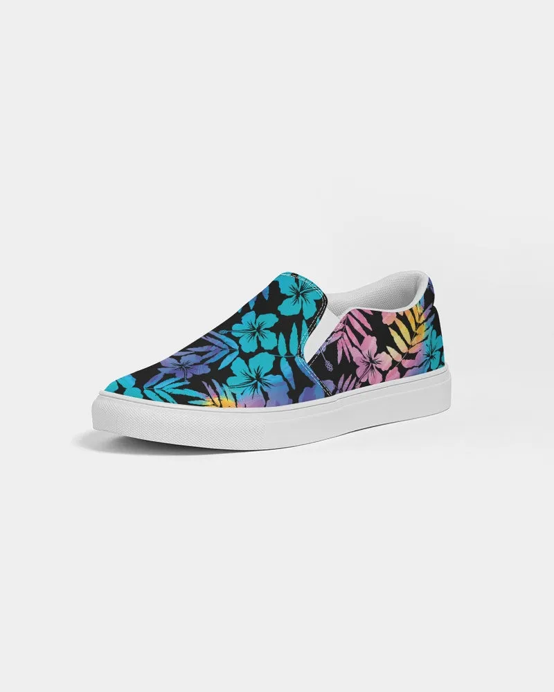 Women's Slip-On Canvas Shoes - Ombre Hawaiian Hibiscus Floral