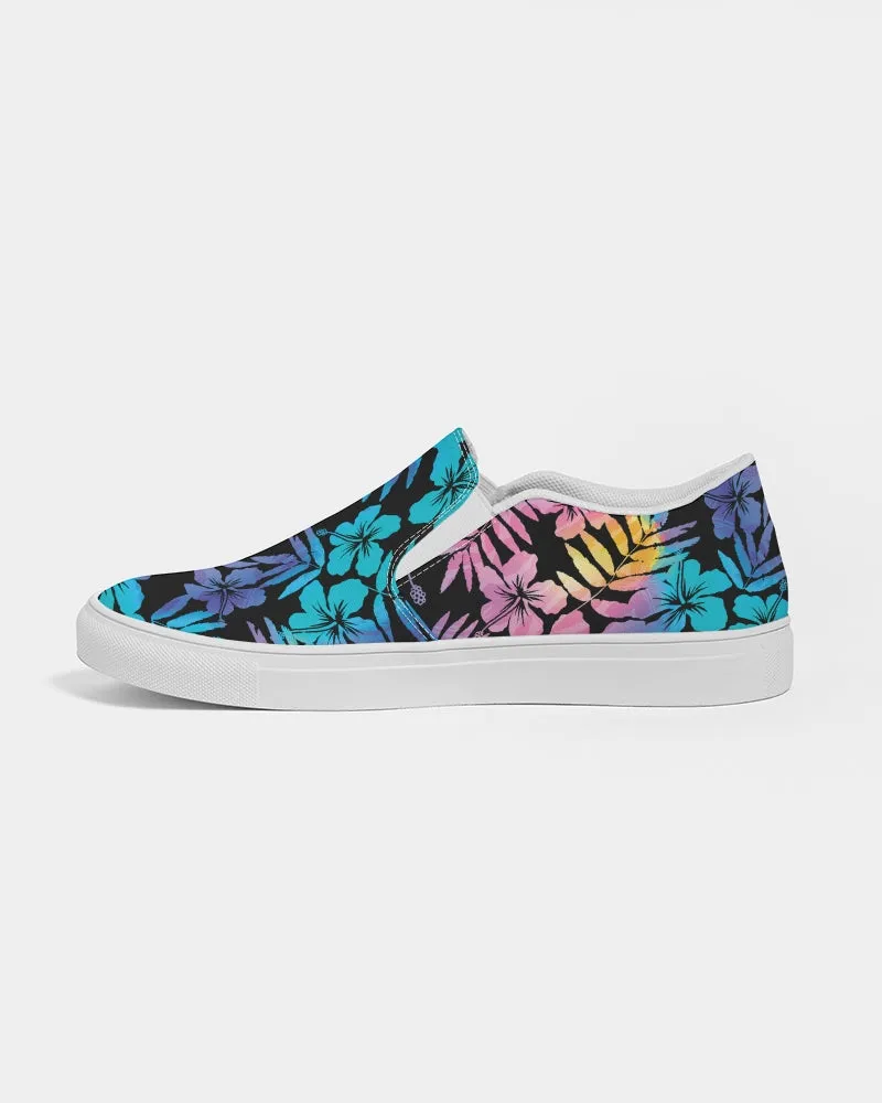 Women's Slip-On Canvas Shoes - Ombre Hawaiian Hibiscus Floral