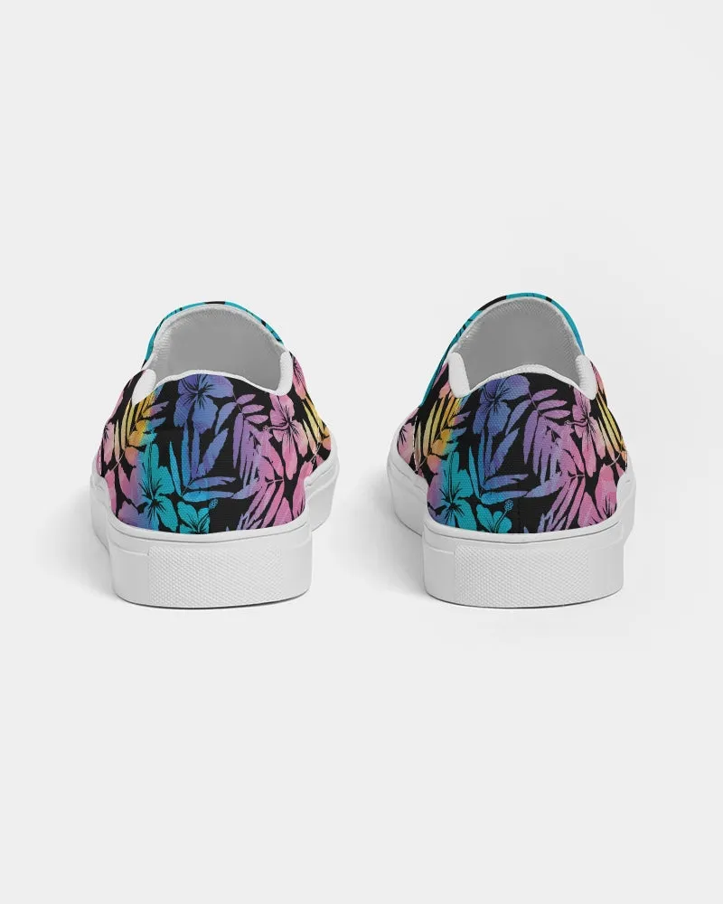 Women's Slip-On Canvas Shoes - Ombre Hawaiian Hibiscus Floral