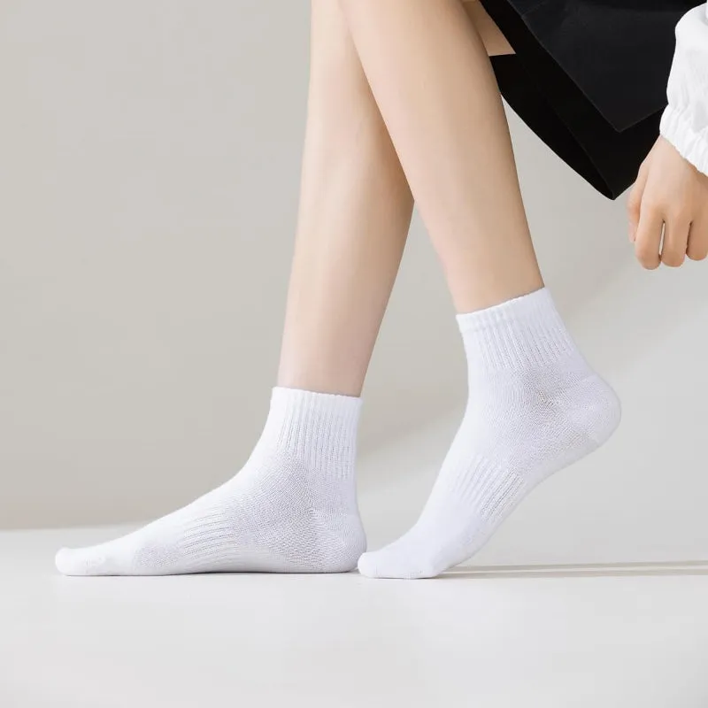 Women's Thin Cotton Ankle Socks, Athletic Mini Crew Socks, 5 Pairs