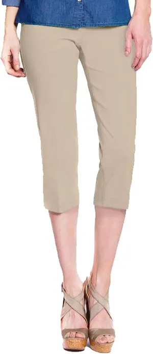 Women'S Wide Band Pull on Straight Leg Capri with Tummy Control